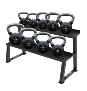 Set von 9 Gummierten Kettlebells 4-24 kg + Rack ION fitness