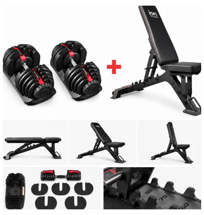 ION fitness Verstellbare Kurzhanteln 5 40 kg (Paar) und ION FID Multifunktions-Hantelbank